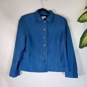 Coldwater Creek NWT Teal Blue Button Up Casual Classic Jacket P14